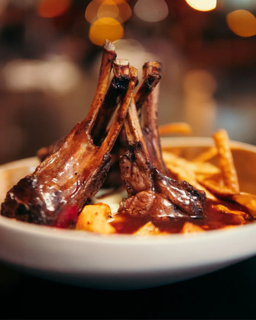 Wood-fired short ribs with fries